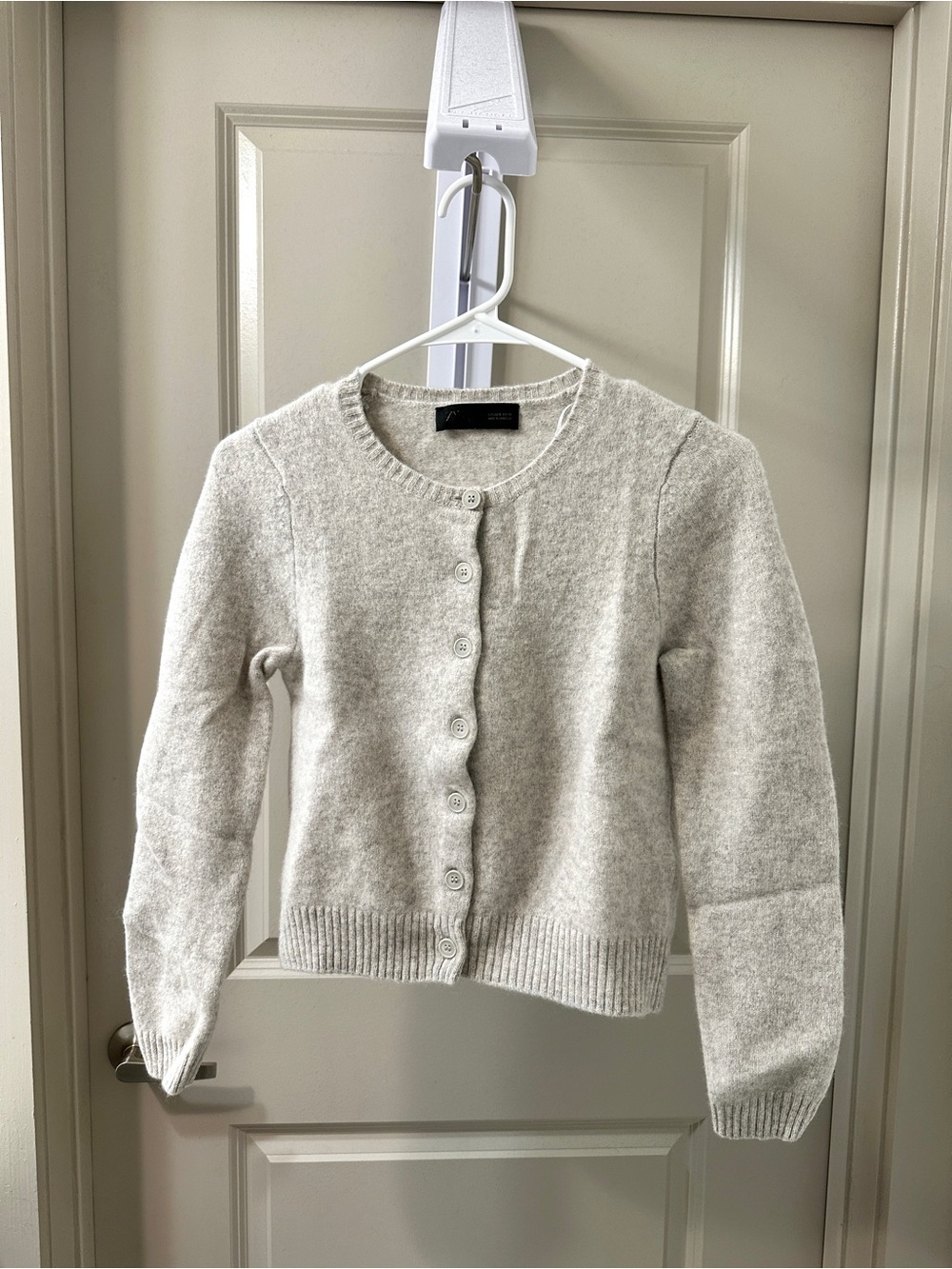 Zara Cream Crewneck Button-Front Cardigan